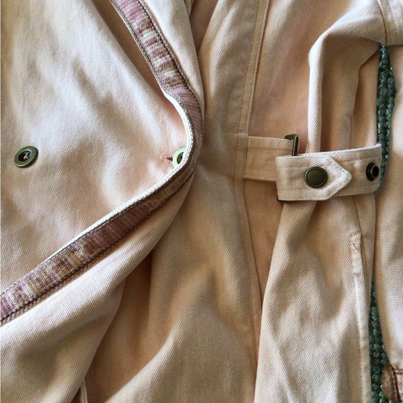 NEW! Rare Free People we the free peach denim trench coat - Picture 7 of 16
